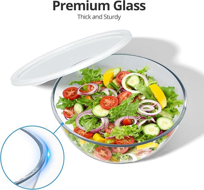 4.7 Qt Extra Large Glass Mixing Bowls Clear Glass Salad Cooking Bowls - Image 3