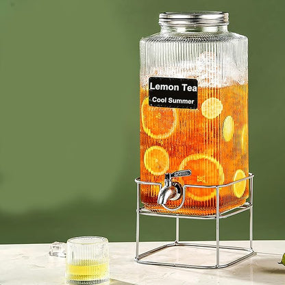 Lulonpon 6L Glass Drink Dispenser, Beverage Dispenser - Image 3
