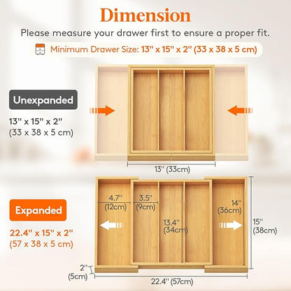 Lifewit Utensil Organizer for Kitchen Drawer, Expandable Cooking Utensil Tray - Image 2