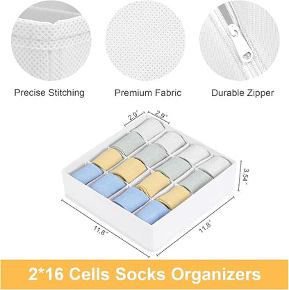 Joyoldelf Sock Drawer Organizer Divider, 16-Cell Underwear Organizers and - Image 2