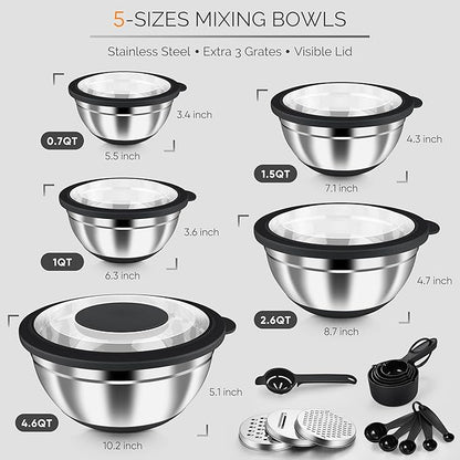 HaWare Mixing Bowls, 24-Piece Stainless Steel Salad Serving Bowl - Image 2