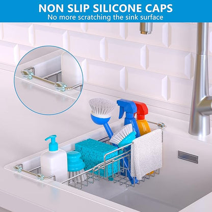 Over The Kitchen Sink Caddy Sponge Holder Organizer Drying Rack Expandable - Image 7