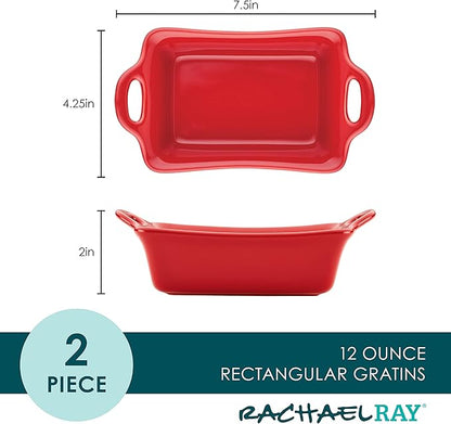 Rachael Ray Solid Glaze Ceramics Au Gratin Bakeware/Baker Set, Rectangular - Image 2