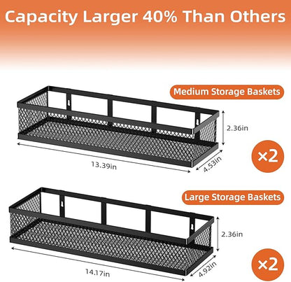Spice Rack Wall Mount, 4 Pack Pantry Door Organizer & Hanging Storage Baskets - Image 4