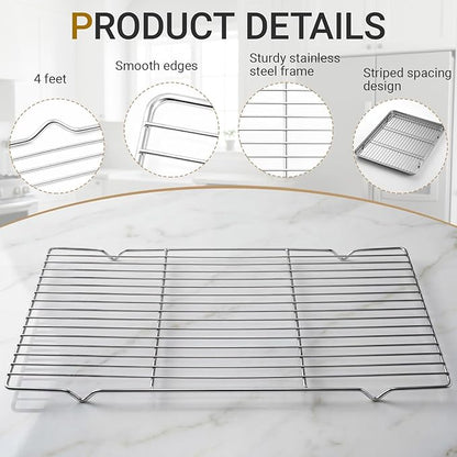 Lounsweer 2 Pack Cooling Racks, 10L x 18W x 1H Stainless Steel Wire Rack - Image 3