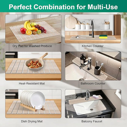 Stone Drying Mat for Kitchen Counter, Diatomaceous Earth Quick Dry Stone Mats - Image 5