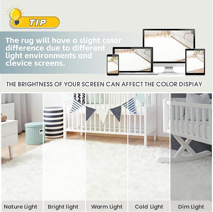 5x7 Area Rug for Living Room, Ultra Soft Fluffy Shag Rugs for Bedroom, Non-Slip - Image 7