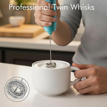 Rechargeable Milk Frother Handheld, 2-IN-1 Dual Spring Whisk Electric Frother - Image 3
