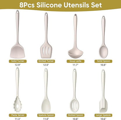 LIANYU 8Pcs Kitchen Utensils Set, Silicone Cooking Utensils Spatula Set - Image 2