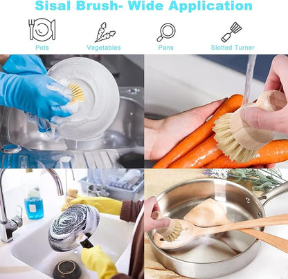 Aisuly Bamboo Dish Brush Set, Dish Brushes, Durable Wood Dishes Scrub Brush - Image 5