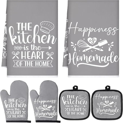 Sratte 6 Pcs Kitchen Decor Accessories Set Farmhouse Towels Pot Holders Oven by Sratte