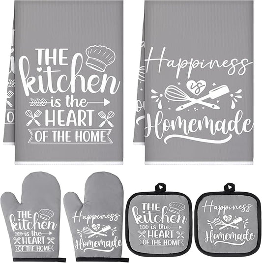 Sratte 6 Pcs Kitchen Decor Accessories Set Farmhouse Towels Pot Holders Oven by Sratte