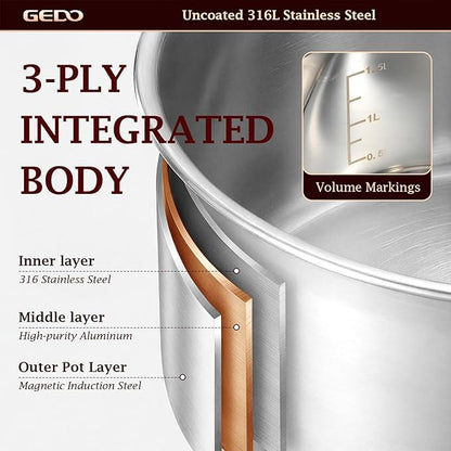 GEDO Food-Grade 316L Stainless Steel Sauce Pan - Image 6