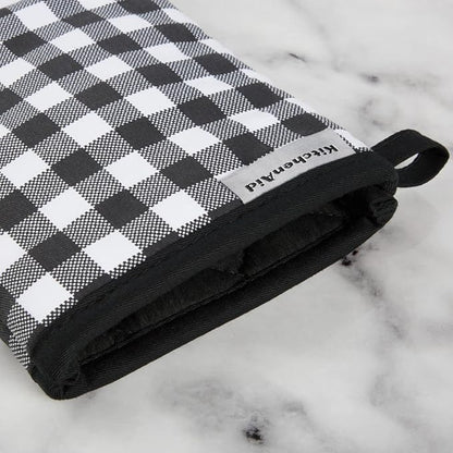 KITCHENAID Gingham Oven Mitt 2-Pack Set, Matte Black - Image 3