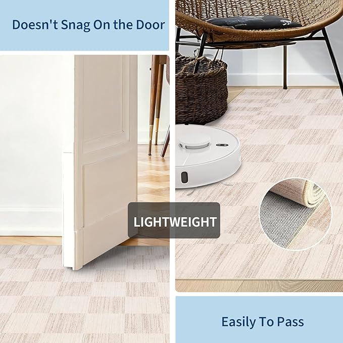 GarveeHome Beige Checkered Rug 5×7 Area Rugs - Image 7