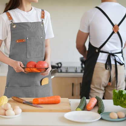 Aoomzoon Canvas Aprons for Men Chef Apron, Work Apron - 16oz Heavy Duty Cross - Image 7