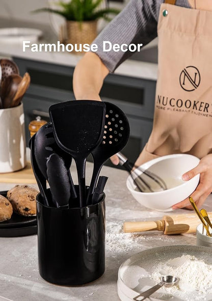 Nucookery Utensil Holder, 6.4" Ceramic Kitchen Utensil Holder - Image 6