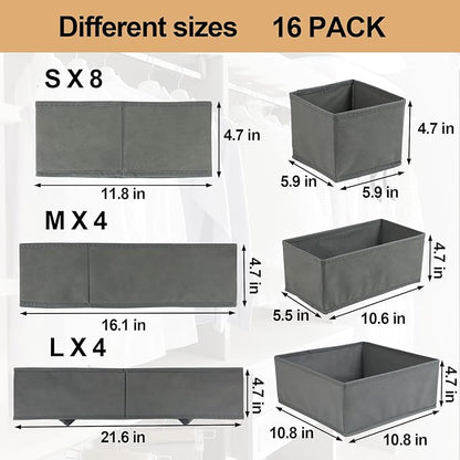 Fordonral 16 Pack Drawer Organizer Clothes, Foldable Fabric Dresser Organizer - Image 2