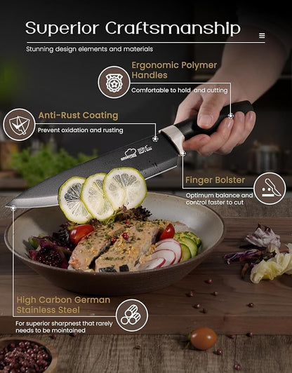 Amorston Knife Set, 15 Pieces Kitchen Knives Set - Image 3
