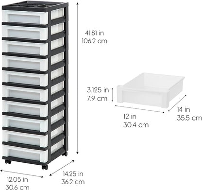 IRIS USA Plastic Drawer Storage Organizer Rolling Cart, - Image 3
