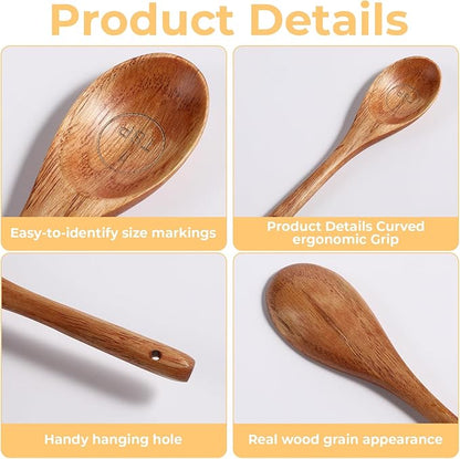 Set of 4 Wooden Measuring Spoons Measuring Spoons Cups Baking Utensil Natural - Image 3