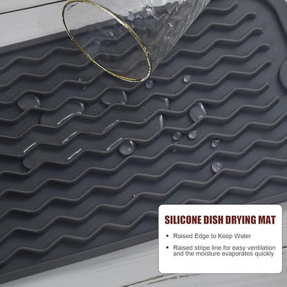 Silicone Dish Drying Mat, Non-Slip Easy Clean Sink Mat Large Heat-resistant - Image 4