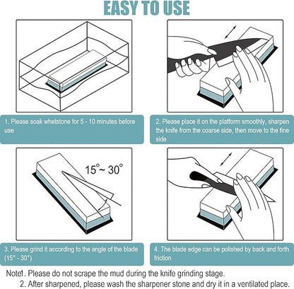 Premium Whetstone Knife Sharpening Stone 2 Side Grit 400/1000 Waterstone & - Image 4