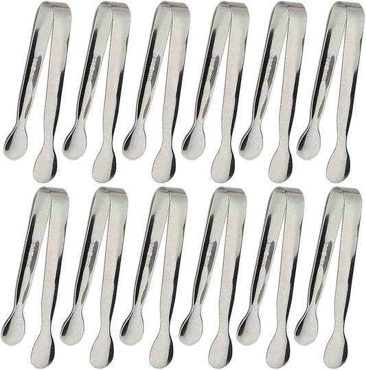 12PCS Ice Tongs Mini Sugar Tongs 4.25Inch Stainless Steel Small Serving Tong by Sunenlyst