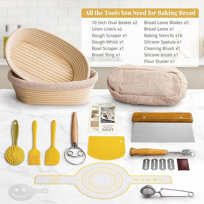 Sourdough Starter Kit, Banneton Bread Proofing Baskets Set, Sourdough Bread - Image 6