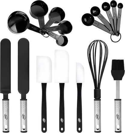 Silicone Spatula Set, 17 Piece Baking Utensils, Nylon and Stainless Steel by Kaluns%C2%AE