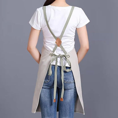 Tosewever Canvas Cross Back Chef Cotton Aprons - Image 4