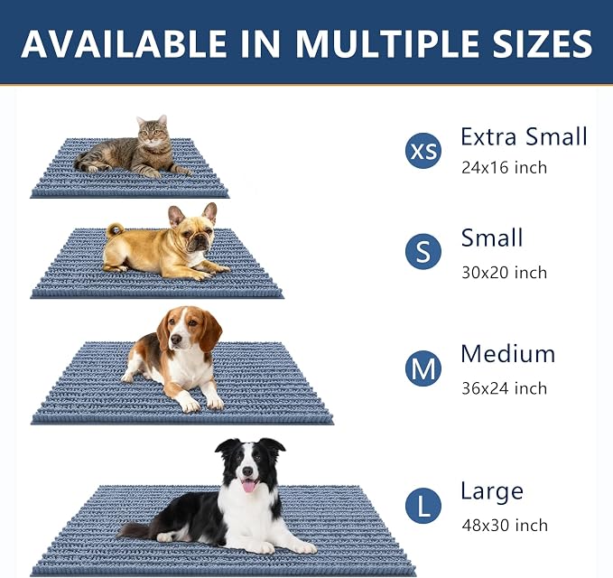 Smiry Dog Door Mat for Muddy Paws 47x20, Absorbent Dirt Trapper, Non-Slip - Image 3
