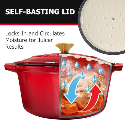 MUELLER HOME 4.5 QT Enameled Cast Iron Dutch Oven, Heavy-Duty Casserole Dish - Image 4
