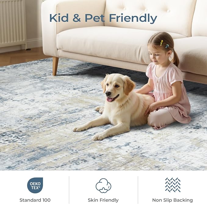 3x5 Area Rug Non-Slip, Machine Washable Soft Low Pile Small Rugs - Image 4