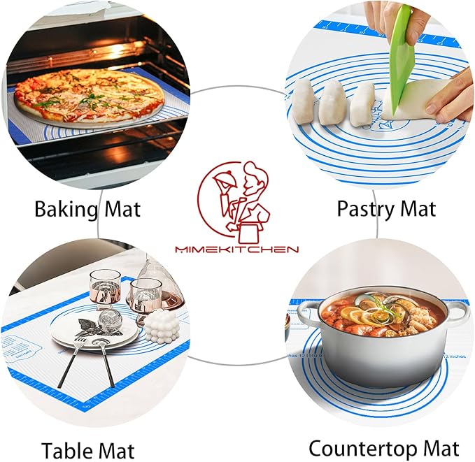 Silicone Pastry Mat for Baking, Pastry Dough Mat for Rolling, Kneading Mat - Image 4