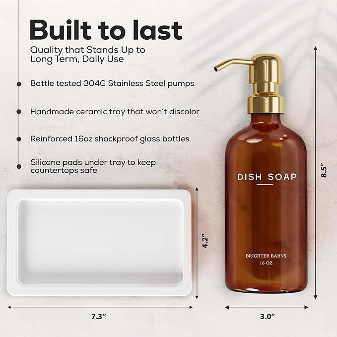 Luxury Glass Hand and Dish Soap Dispenser Set - Image 3