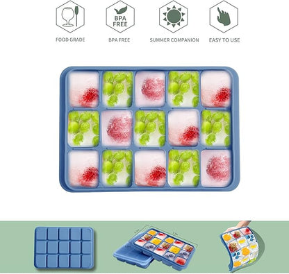 Ice Cube Trays Set of 2, Easy Release 15 Flexible Silicone Ice Cube Molds - Image 3