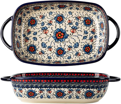 Vintage Style Pottery Bakeware Ceramic Casserole Dish Baking Pan Lasagna Pans by Bicuzat