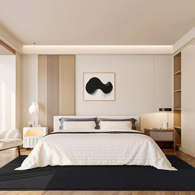 Amearea Modern Area Rugs for Bedroom Living Room, 4x6 Feet Black Thickened - Image 7