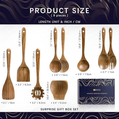Wooden Spoons for Cooking, Nonstick Cooking Utensil Set - Image 2