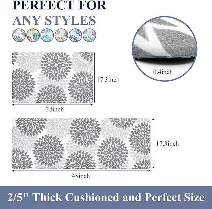 HEBE Anti Fatigue Kitchen Rugs Sets of 2, Non Slip Kitchen Mats - Image 6