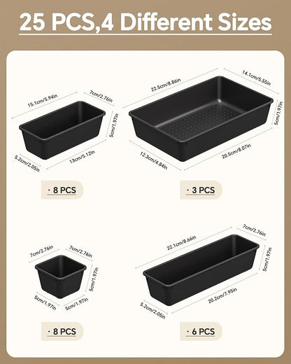 KEMETHY 25 PCS Plastic Drawer Organizers Set, 4 Sizes Vanity Organizer - Image 2