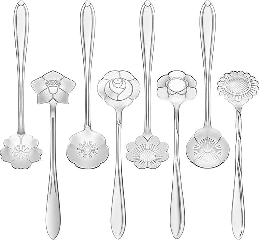 Chengu 8 Pieces Flower Coffee Tea Spoons Stainless Steel Sugar Spoons Tea Party by CHENGU