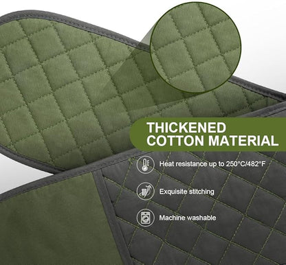 AUAUY Green Double Oven Mitts, 250°C/482°F Heat Resistant BBQ Mittens - Image 3