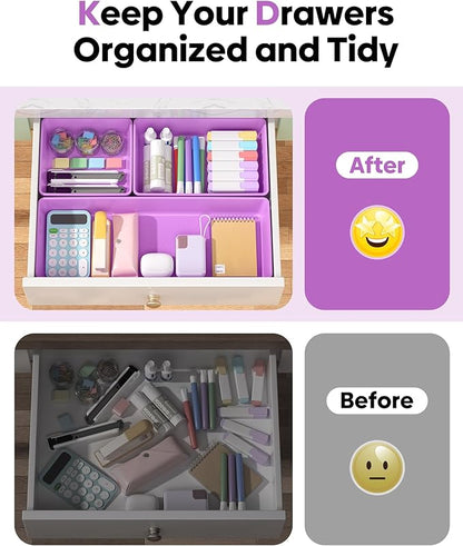 10 Pack Large Size Plastic Drawer Organizers Set, 3 Sizes Desk Drawer Organizer - Image 4