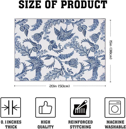 Dish Drying Mat Floral Print Microfiber kitchen drying mat, 20x15 inches - Image 2