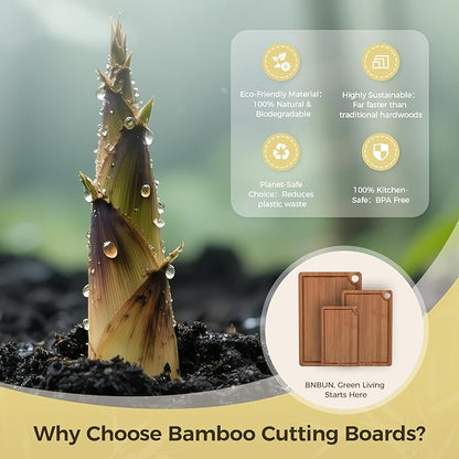 Bamboo Cutting Board for Kitchen – 3-Piece Wooden Boards - Image 7