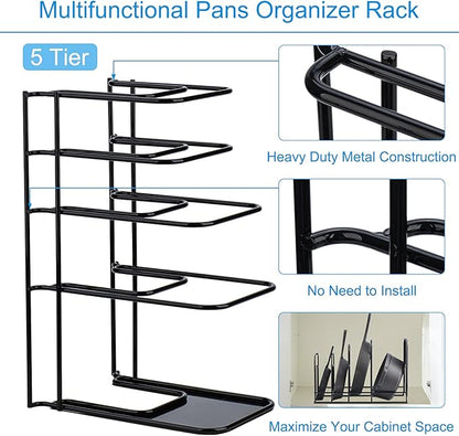 Toplife 2 Pack Heavy Duty Pan Organizer, 5 Tier Pot and Pan Organizer Rack - Image 8