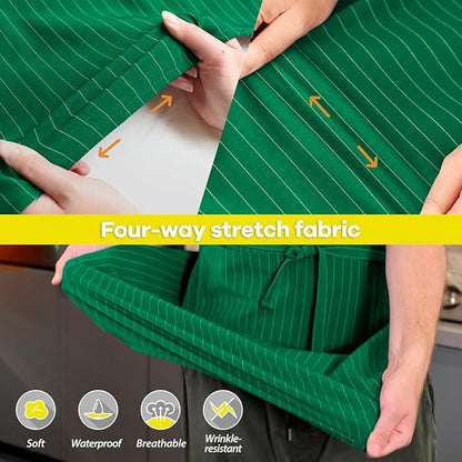 ROTANET Stripe Stretch Apron for Men Women Chef Big and Tall Large Striped - Image 4