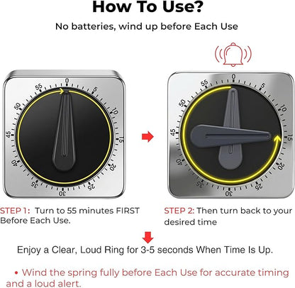 Searon Kitchen Timers for Cooking, Mechanical Wind Up Timer - Image 2